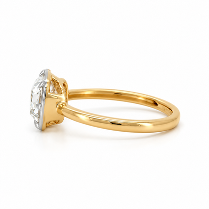 Cushion Cut Lab Grown Diamond Ring, 14K Yellow Gold Prong Set Solitaire