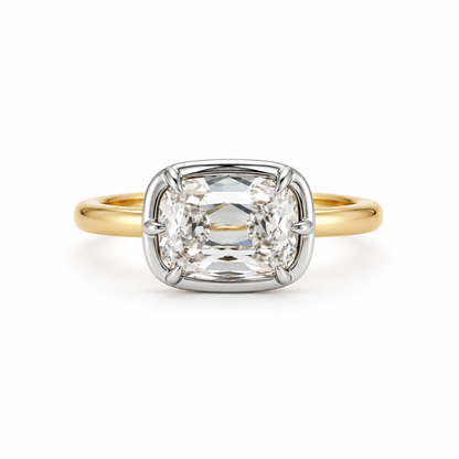 Cushion Cut Lab Grown Diamond Ring, 14K Yellow Gold Prong Set Solitaire