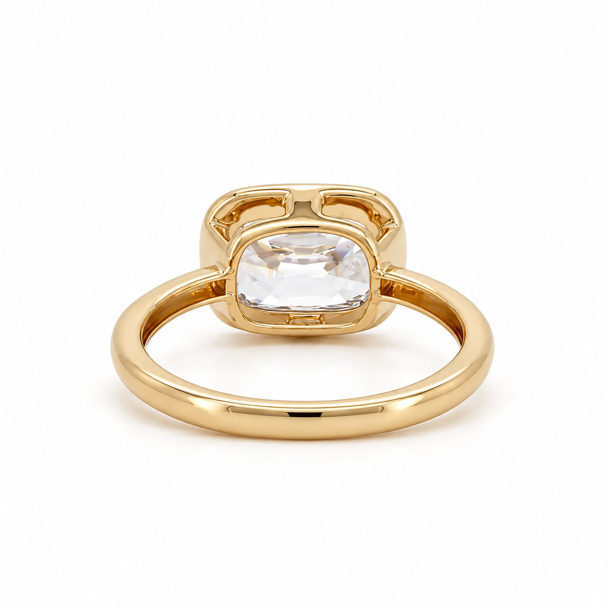 Cushion Cut Lab Grown Diamond Ring, 14K Yellow Gold Prong Set Solitaire