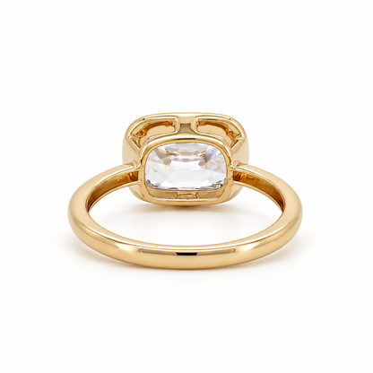 Cushion Cut Lab Grown Diamond Ring, 14K Yellow Gold Prong Set Solitaire