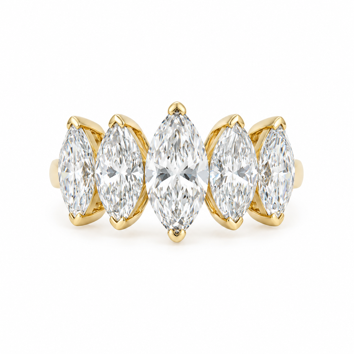 10K Yellow Gold Ring, 3 CTW Lab Grown Diamonds, Graduated Five Stone