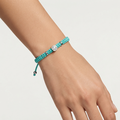 Round Lab Grown Diamond Macram Cord Bracelet Sterling Silver - Multi-color stackable bracelets