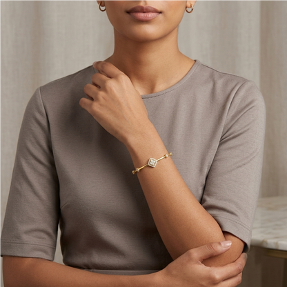 Unique 1/2CTW Lab-Grown Diamond 14K Gold-Plated Detachable Bangle | Elegant Partywear Jewelry for Women | Perfect Gift for Loved Ones