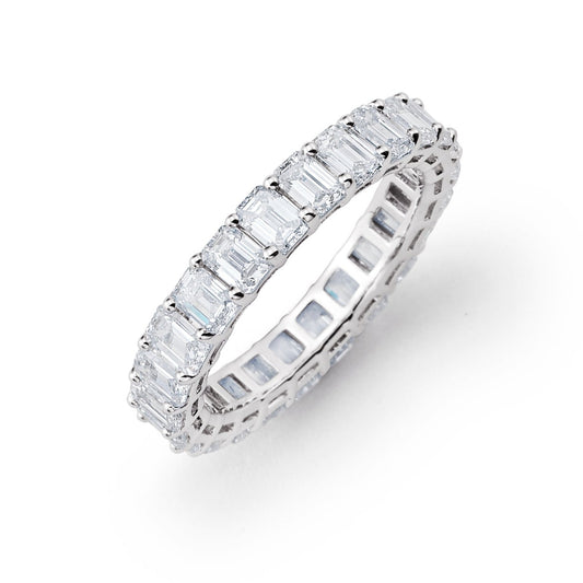 3.5 ctw Emerald Lab Grown Diamonds Eternity Band in Platinum - L Line