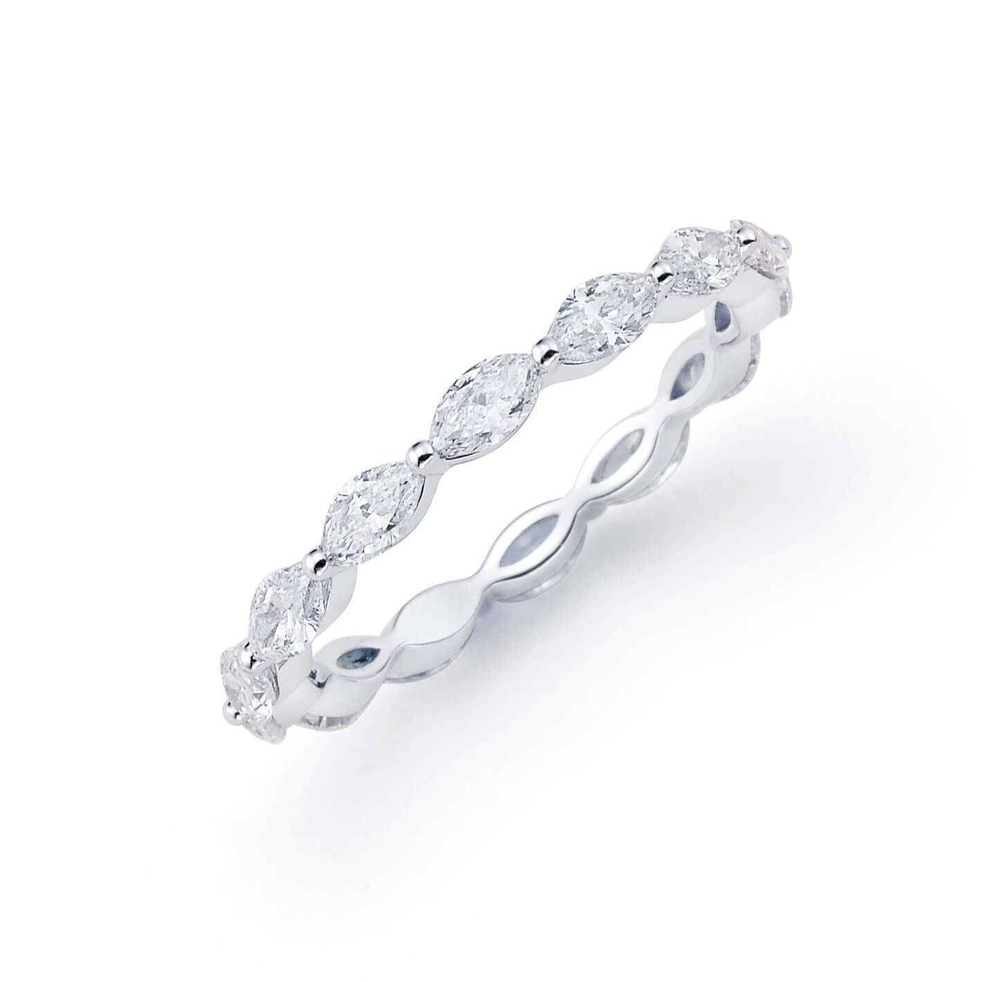 Marquise Lab Grown Diamond Eternity Wedding Band in Platinum - L Line