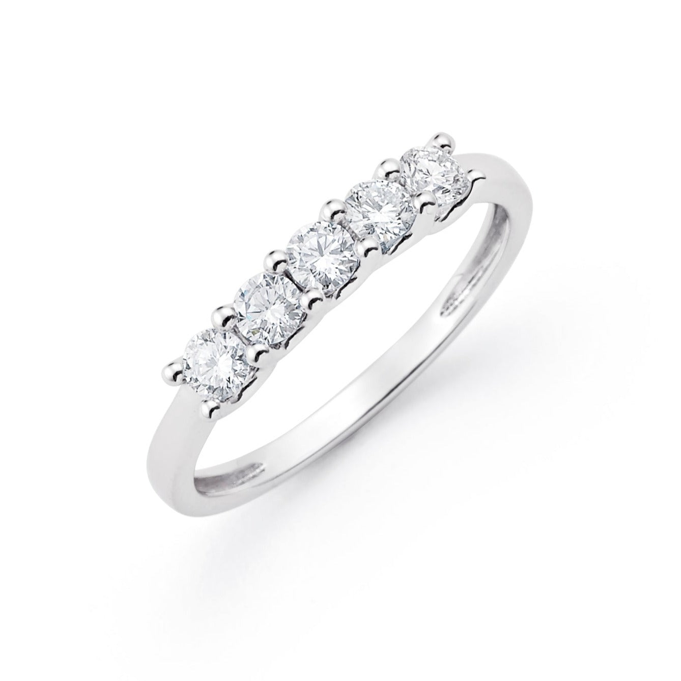 5 Stone Round Lab Grown Diamonds Anniversary Band in Platinum - L Line