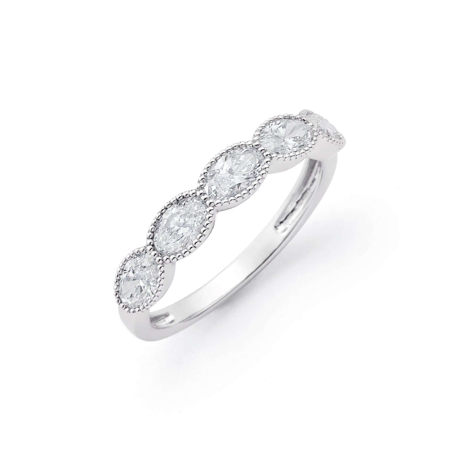 1ctw Oval Lab Grown Diamond Milgrain Bezel Set Anniversary Band in Platinum - L Line Jewelry