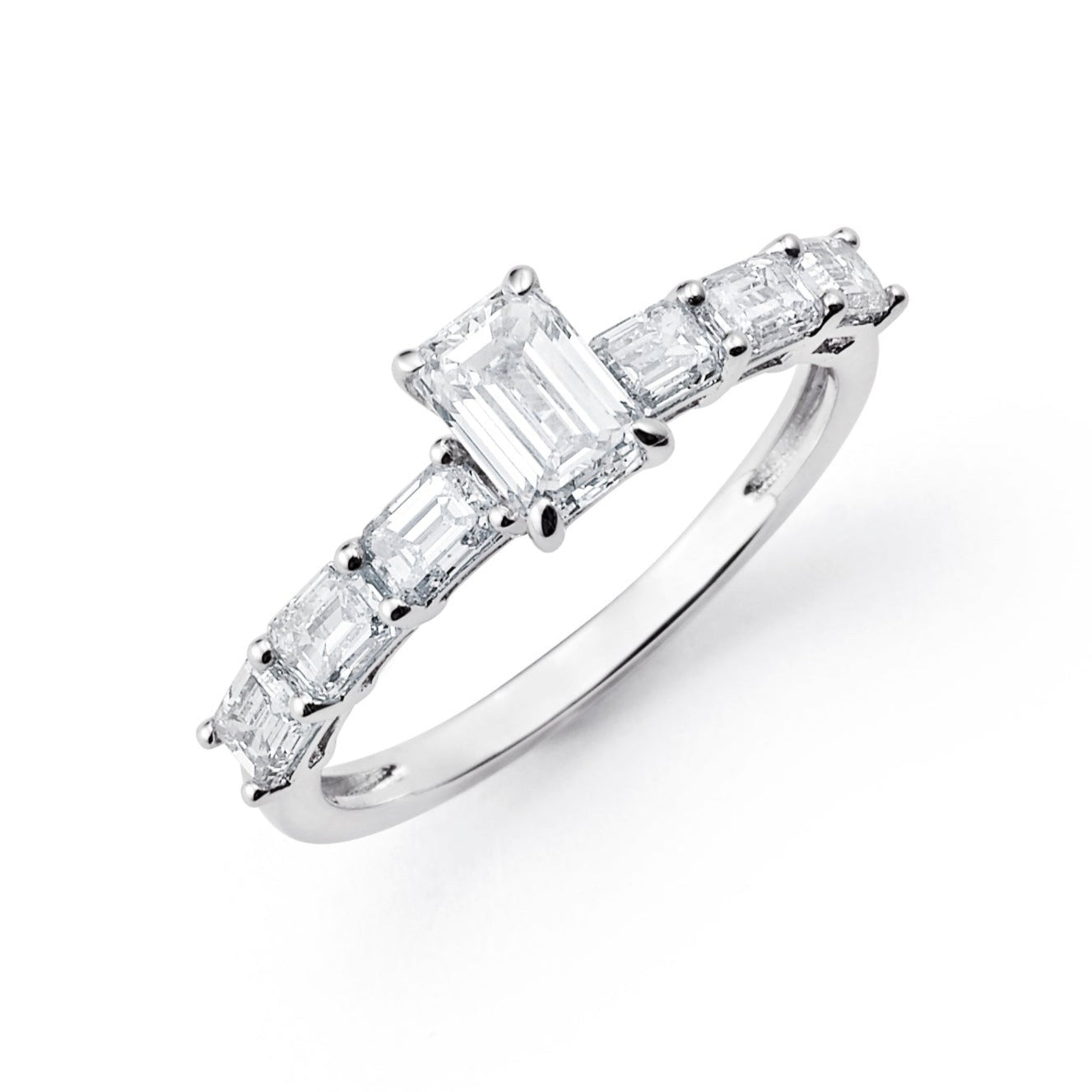 Emerald Lab Created Diamond Engagement Ring in Platinum - L Line Jewelry