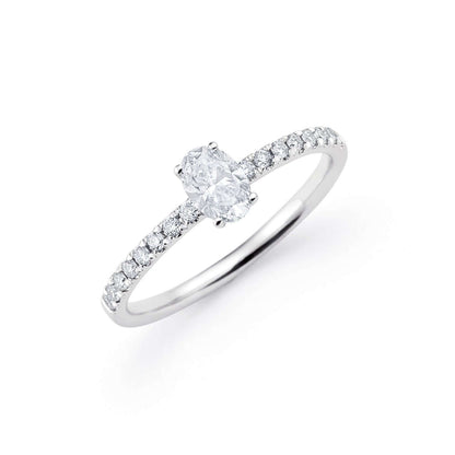 Ovals Lab Grown Diamond Pavel Shan Engagement Ring in Platinum - L Line