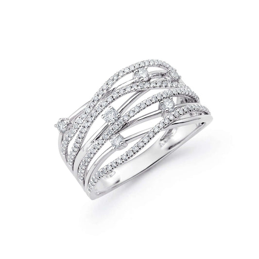 Crossover Fashion Ring with Lab Created Diamonds in Platinum - L Line Jewelry