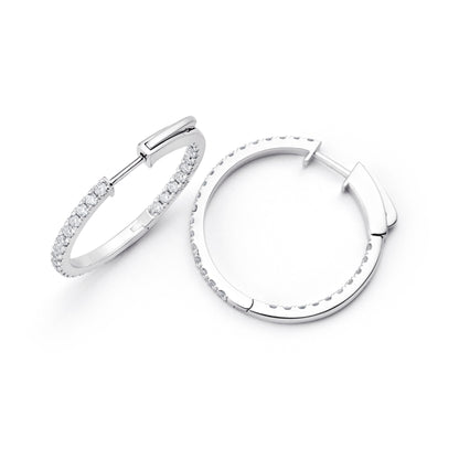 Lab Grown Diamonds Eternity In & Out Hoop Earrings in Platinum - L Line Jewelry