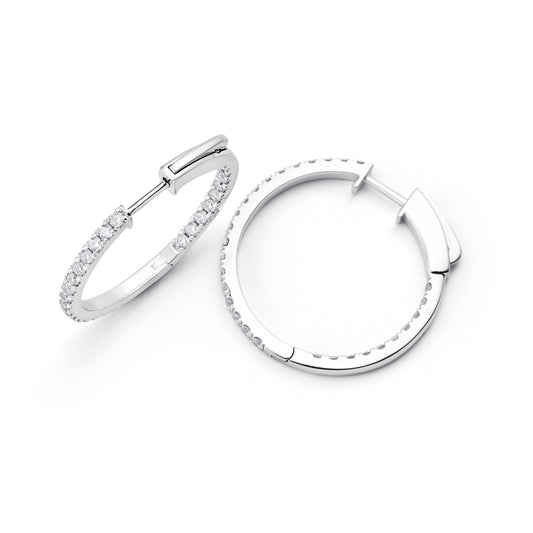 Lab Grown Diamonds Eternity In & Out Hoop Earrings in Platinum - L Line Jewelry