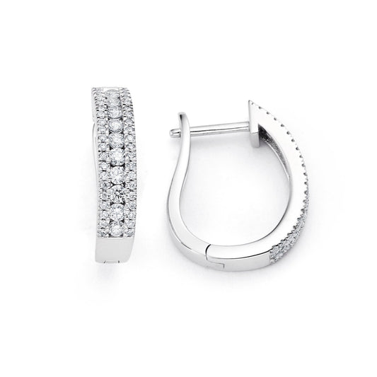 3 Row Lab Grown Diamonds Hoop Earrings in Platinum - L Line