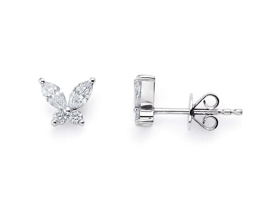 Dainty Lab Grown Diamond Baby Butterfly Earrings in Platinum - L Line Jewelry