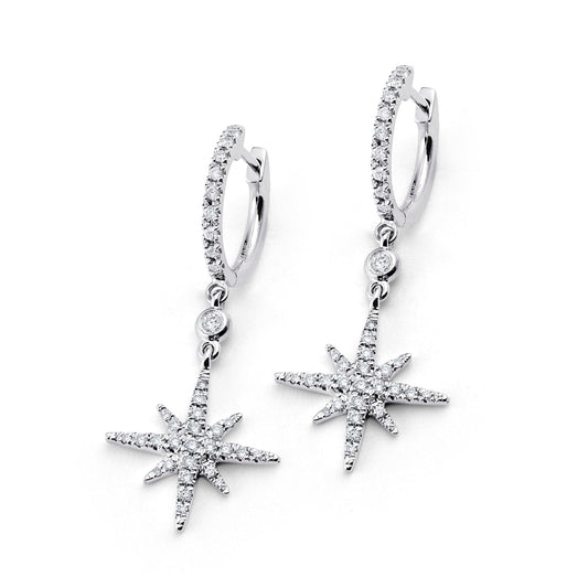 Lab Grown Diamonds North Star Hoop Earrings in Platinum - L Line Jewelry