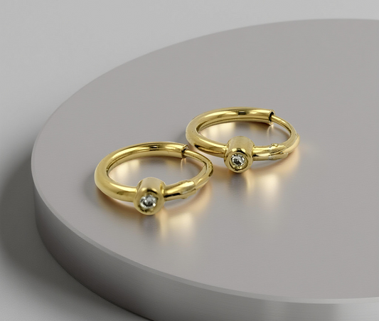 10MM Tube Hoop Earrings with Diamonds in 14K Gold Plated Silver | Best for Daily & Party Wear | Ideal Gift for Loved Ones |Gift For Her