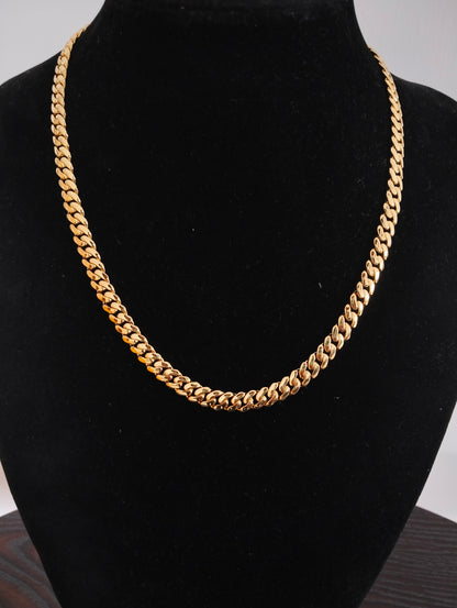 7mm Monaco Cuban Link Necklace in 14K with CZ Unisex Hip Hop Chain Luxe Partywear Jewelry Gift Available in 18", 20", 22", 24" Lengths