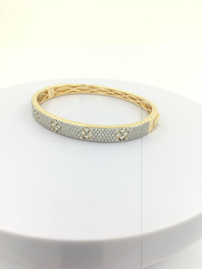 Graceful 1 4/5CTW Bangle Bracelet in 14K Gold-Plated Silver | Available in Moissanite/Lab Grown Diamond| Daily & Party Wear |Jewelry Gift