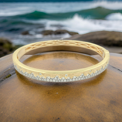 Personalized Bangle 14K Gold Plated Silver | 1.3CTW Moissanite or Lab Grown Diamond | Everyday & Party Wear Jewelry | Best Personalized Gift