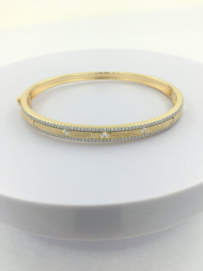 Elegant 7/10CTW Bangle Bracelet in 14K Gold Plated Silver | Pave Set Moissanite/Lab Grown Diamond | Best Gift for All Occasions & Party Wear