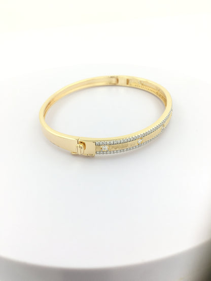 Elegant 7/10CTW Bangle Bracelet in 14K Gold Plated Silver | Pave Set Moissanite/Lab Grown Diamond | Best Gift for All Occasions & Party Wear