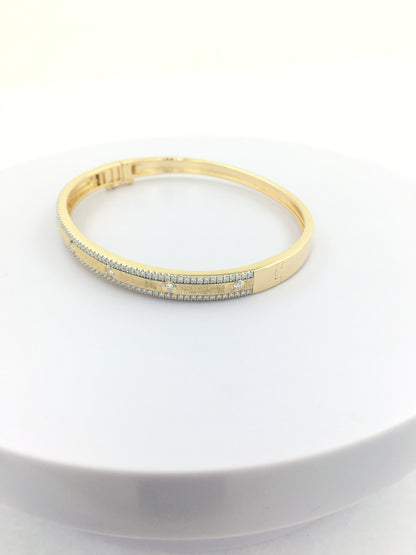 Elegant 7/10CTW Bangle Bracelet in 14K Gold Plated Silver | Pave Set Moissanite/Lab Grown Diamond | Best Gift for All Occasions & Party Wear