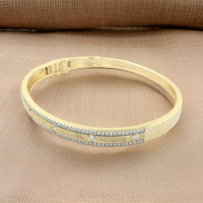 Elegant 7/10CTW Bangle Bracelet in 14K Gold Plated Silver | Pave Set Moissanite/Lab Grown Diamond | Best Gift for All Occasions & Party Wear