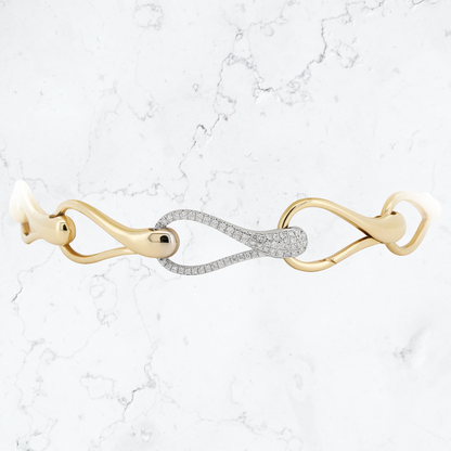 Ondina Wave Bracelet | 14K Gold Plated Silver Italian Link | Moissanite Diamond Jewelry | Elegant Gift for Her | Custom Engraving