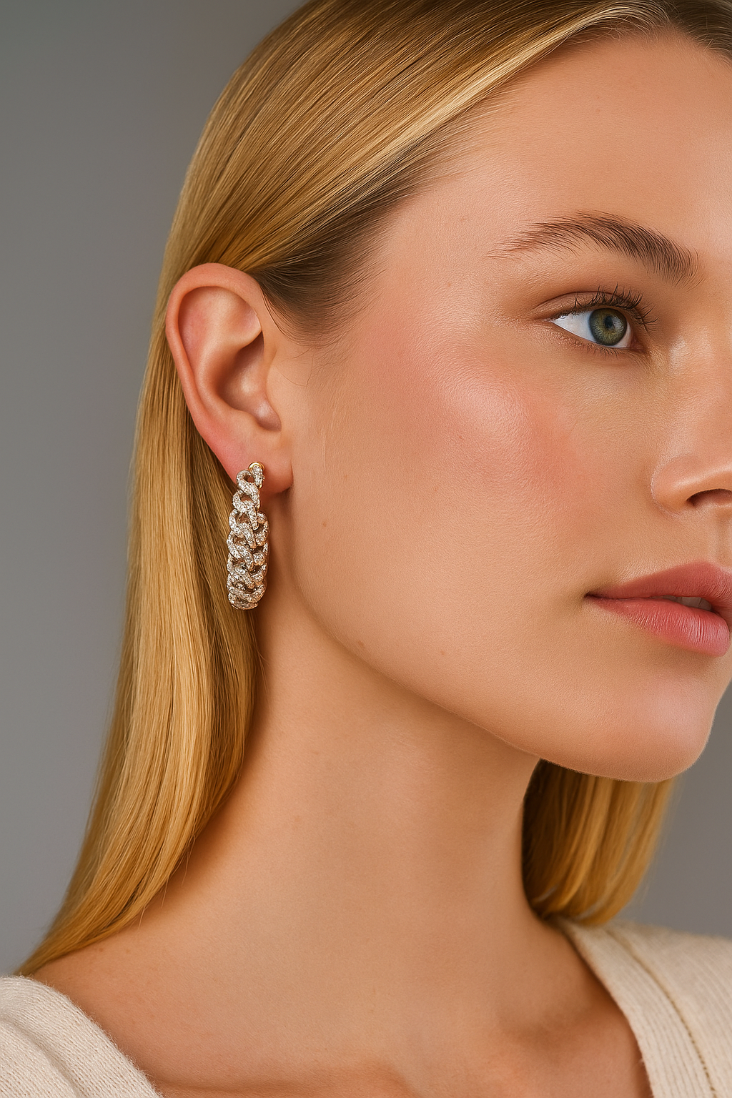 14K Gold Plated Twisted Hoop Earrings with Moissanite Diamond Accents – Elegant Braided Design for Timeless Glamour Accessories