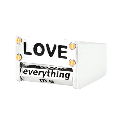 Personalized Unisex Love & Revolving Engraved Message Dice in 14K GoldPlated Silver |Spinning Roulette Band with/without Moissanite Diamonds