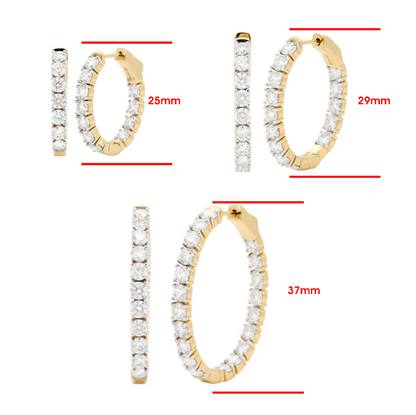 Oval Shape Hoop Earrings |14K Gold Plated Silver with  Brilliant Cut Moissanite Diamond |Three Size Available |Gift for Her