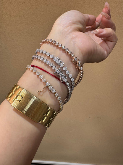 Tennis Bracelet 14K Gold Plated Silver | Moissanite, Diamond Alternative Jewelry Gift for Her | Classic Prong Set Chain