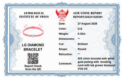 Round Lab Grown Diamond Macram Cord Bracelet Sterling Silver - Multi-color stackable bracelets