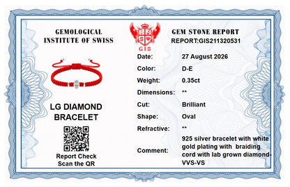 Oval Lab Grown Diamond Cord Bracelet | S925 Sterling Silver | GIS Certified Jewelry