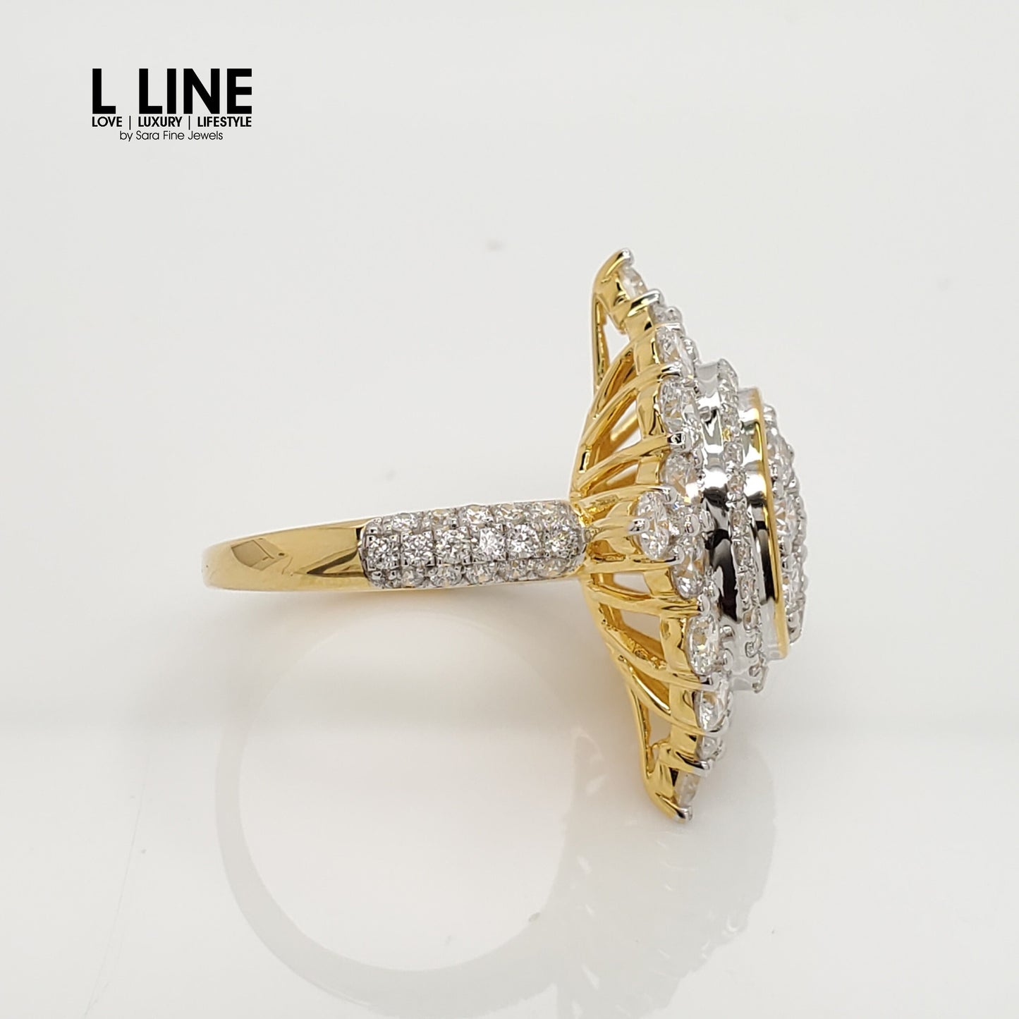 3 1/2CTW Iced Out Lab Diamond Cocktail Ring 14K Gold Plated | Wedding Ring | Anniversary Gift | Special Occasion Jewelry | Valentine’s Gift