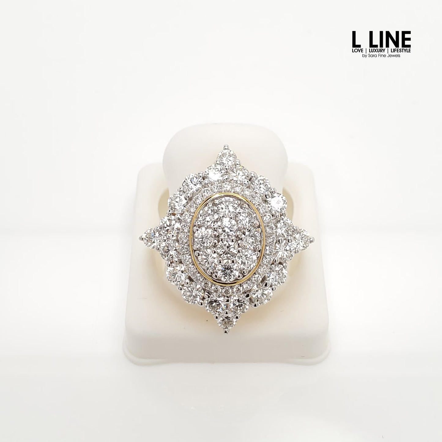 3 1/2CTW Iced Out Lab Diamond Cocktail Ring 14K Gold Plated | Wedding Ring | Anniversary Gift | Special Occasion Jewelry | Valentine’s Gift