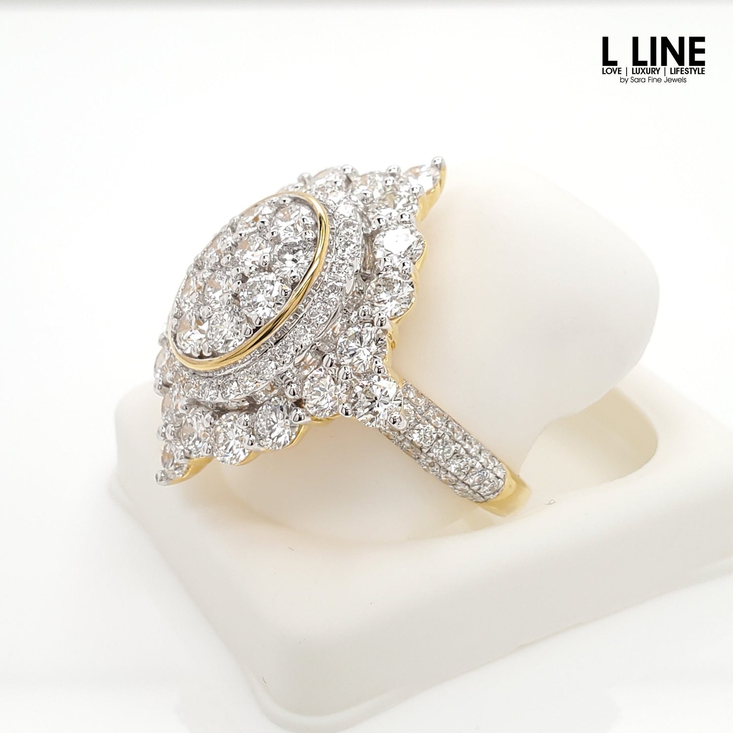 3 1/2CTW Iced Out Lab Diamond Cocktail Ring 14K Gold Plated | Wedding Ring | Anniversary Gift | Special Occasion Jewelry | Valentine’s Gift
