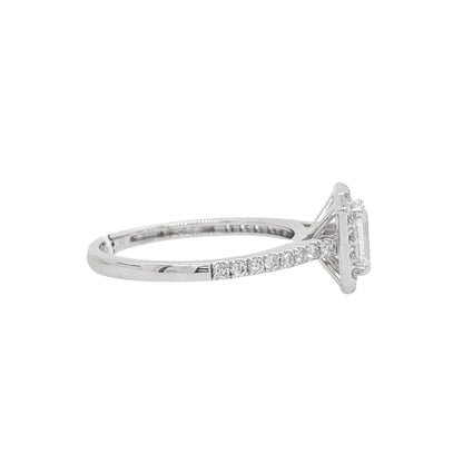 1CTW Emerald Cut Halo Lab Grown Diamond Engagement Ring in Platinum | Anniversary Gift | Elegant Engagement Ring |Gift on all Occasions