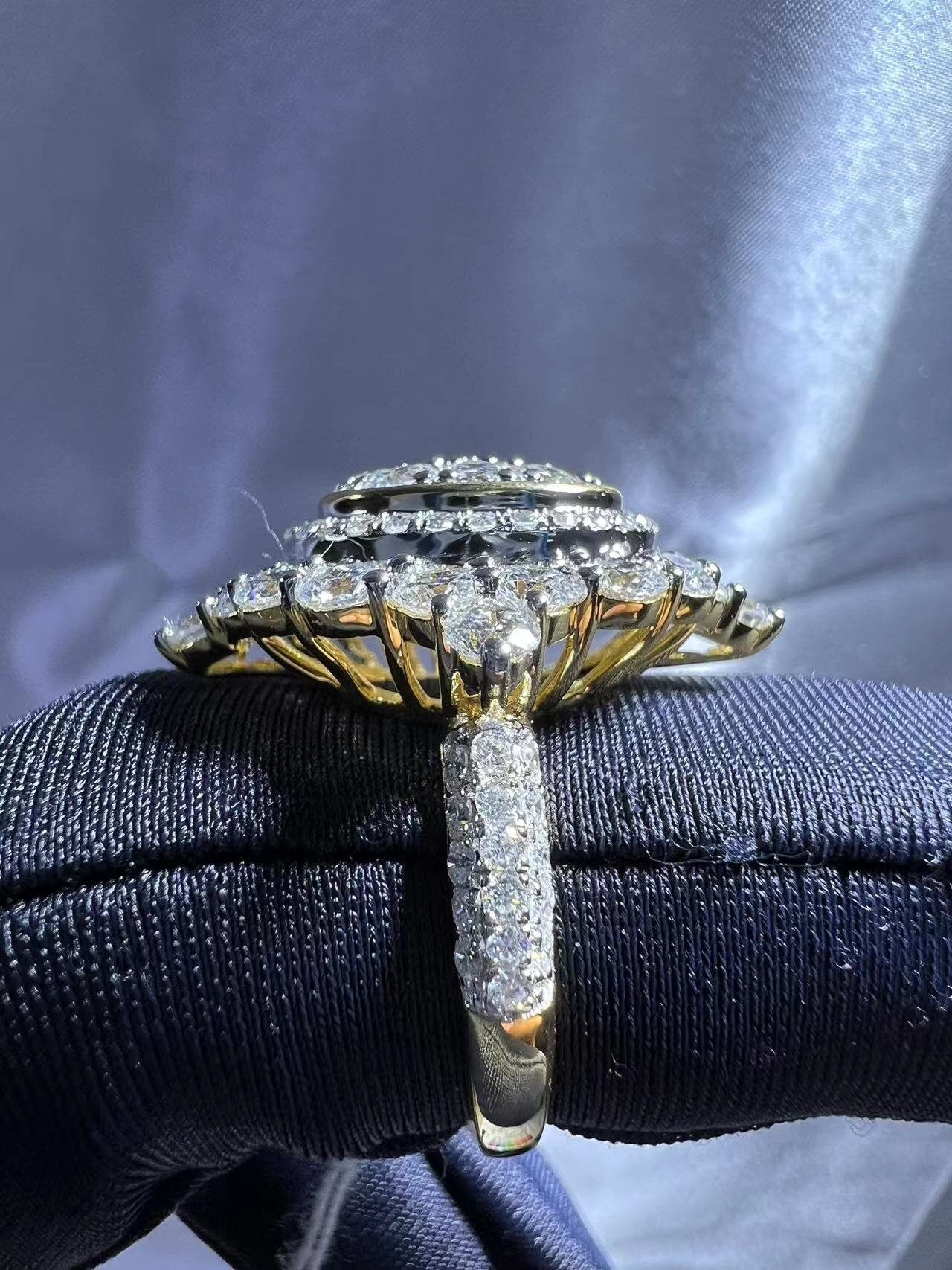 3 1/2CTW Iced Out Lab Diamond Cocktail Ring 14K Gold Plated | Wedding Ring | Anniversary Gift | Special Occasion Jewelry | Valentine’s Gift