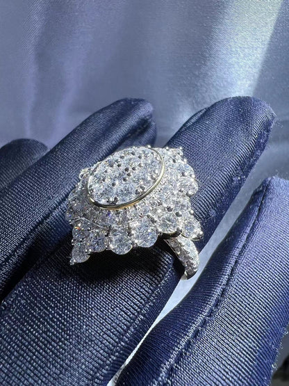 3 1/2CTW Iced Out Lab Diamond Cocktail Ring 14K Gold Plated | Wedding Ring | Anniversary Gift | Special Occasion Jewelry | Valentine’s Gift