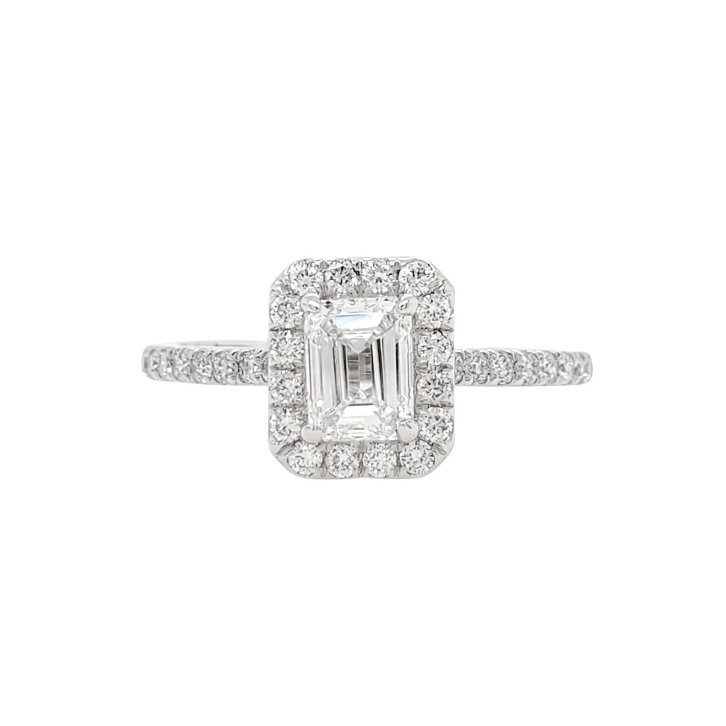 1CTW Emerald Cut Halo Lab Grown Diamond Engagement Ring in Platinum | Anniversary Gift | Elegant Engagement Ring |Gift on all Occasions