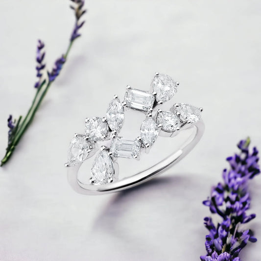 1 1/3 CTW Multi-Shape Lab-Grown Diamond Fashion Ring in Platinum | Elegant Anniversary Gift |Luxury Jewelry Gift |Gift On all special events