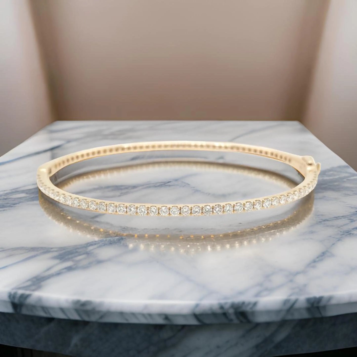 Elegant and Dazzling: 1CT Moissanite Diamond Gold Plated Bangle - A Perfect Blend of Sophistication and Sparkle for Every Occasion - LLine
