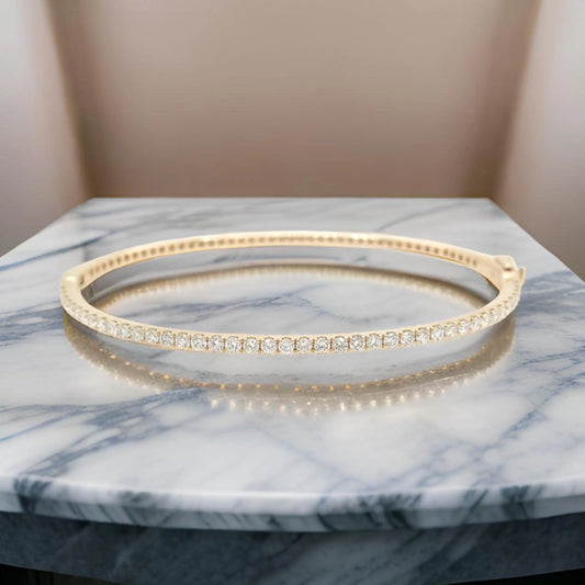 Elegant and Dazzling: 1CT Moissanite Diamond Gold Plated Bangle - A Perfect Blend of Sophistication and Sparkle for Every Occasion - LLine