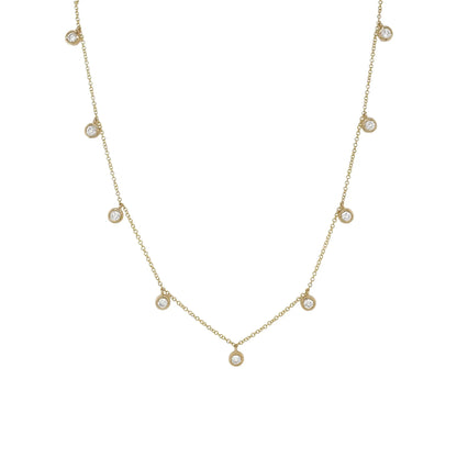 Moissanite Diamond Station Necklace 14K Gold Plated Silver Bezel Set Lariat Designed For Elegant and Party Look |For Her On All Occasions