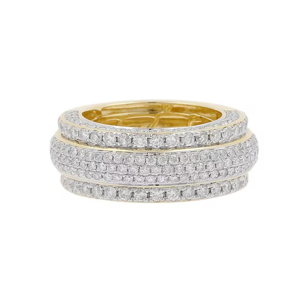 Men's Fully Iced Out  Moissanite Bling Hip Hop Band Ring,Ultimate Statement Jewelry, Unique Ring Design - Custom Hip Hop Bling