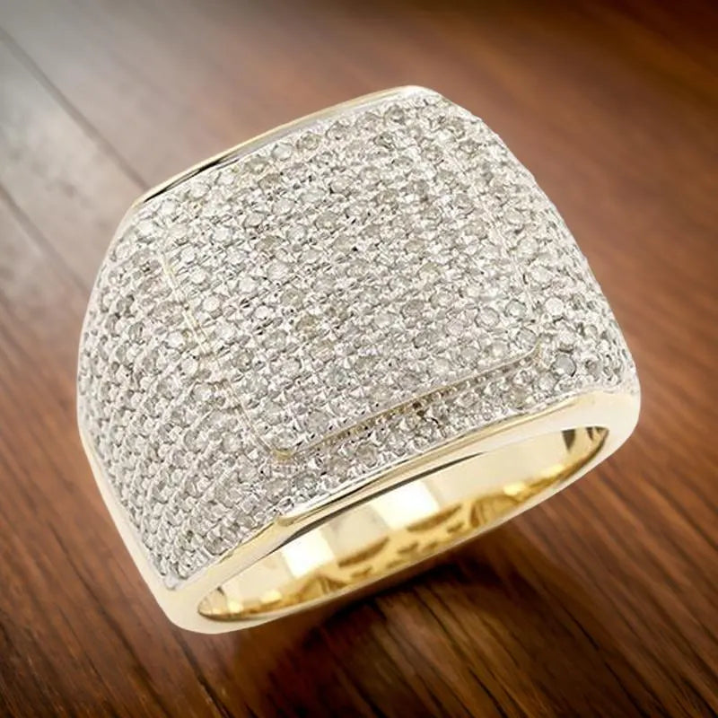 Real VVS Moissanite Diamond Men's Hip Hop Ring, Full Ice Mens Bling Jewelry, Urban Fashion Statement Ring- Custom Hip Hop Bling