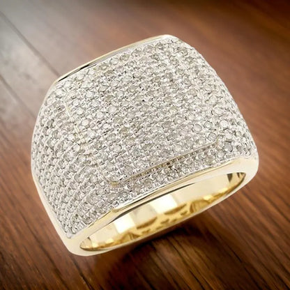 Real VVS Moissanite Diamond Men's Hip Hop Ring, Full Ice Mens Bling Jewelry, Urban Fashion Statement Ring- Custom Hip Hop Bling