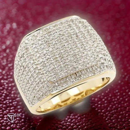 Real VVS Moissanite Diamond Men's Hip Hop Ring, Full Ice Mens Bling Jewelry, Urban Fashion Statement Ring- Custom Hip Hop Bling