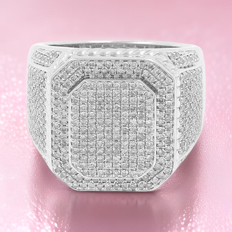 Luxury Men's Diamond Ring, Oversized Moissanite Ice Diamond, Hip Hop Jewelry, Real VVS Diamond Bling - Custom Hip Hop Bling